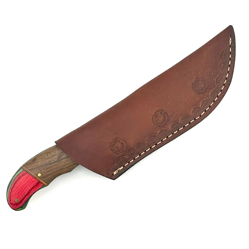 Custom Kitchen Knife - Red & Brown Handle