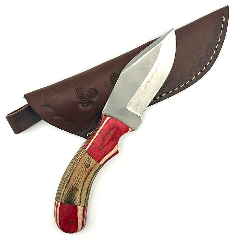 Custom Kitchen Knife - Deep Red & Wood Handle