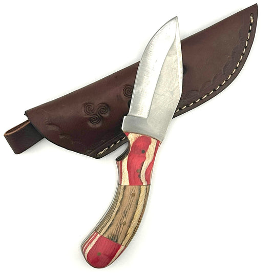 Custom Kitchen Knife - Deep Red & Wood Handle