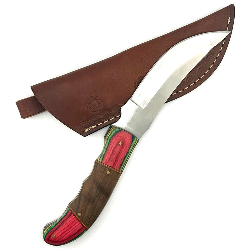 Custom Kitchen Knife - Red & Brown Handle