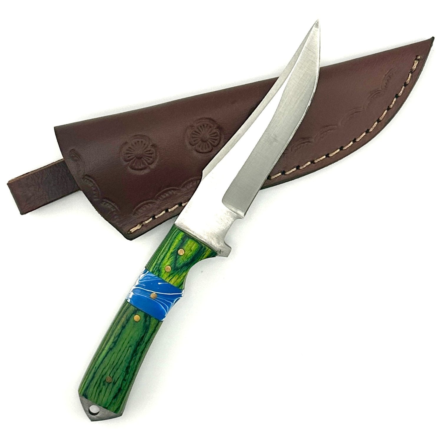 Custom Kitchen Knife - Green & Blue Handle