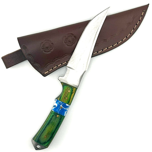 Cuchillo de cocina personalizado - Mango verde y azul