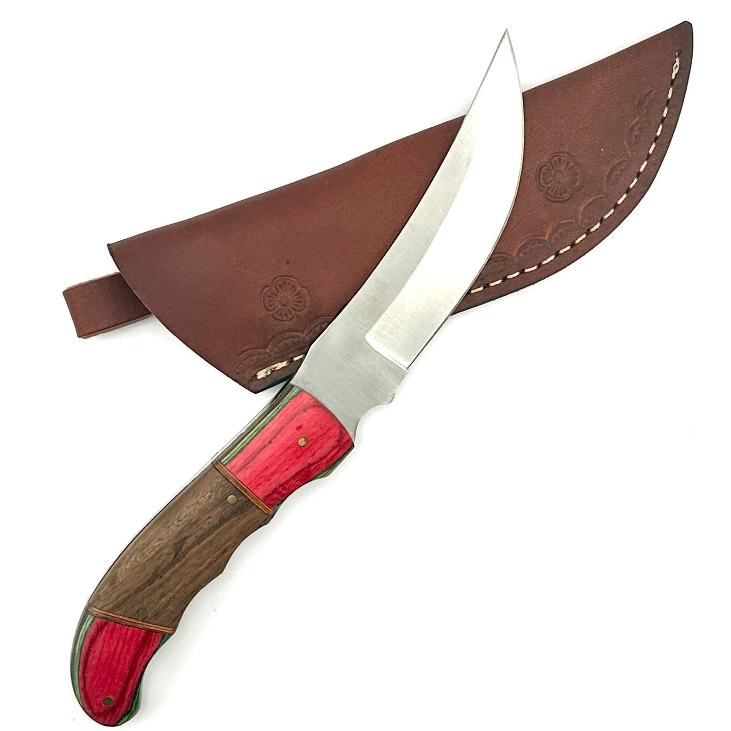 Cuchillo de cocina personalizado - Mango rojo y marrón