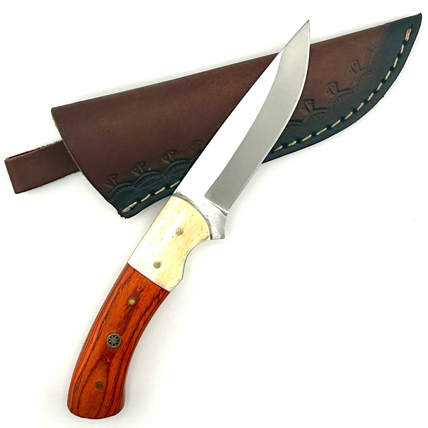 Custom Kitchen Knife - Redwood & Ivory Handle